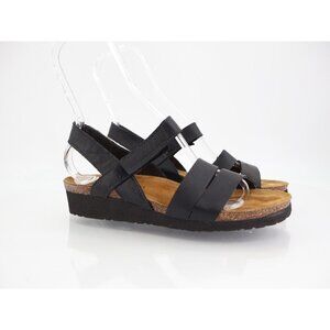 Naot Kayla Sandal Womens Size 40 9 Black Leather Wedge Strappy Flat